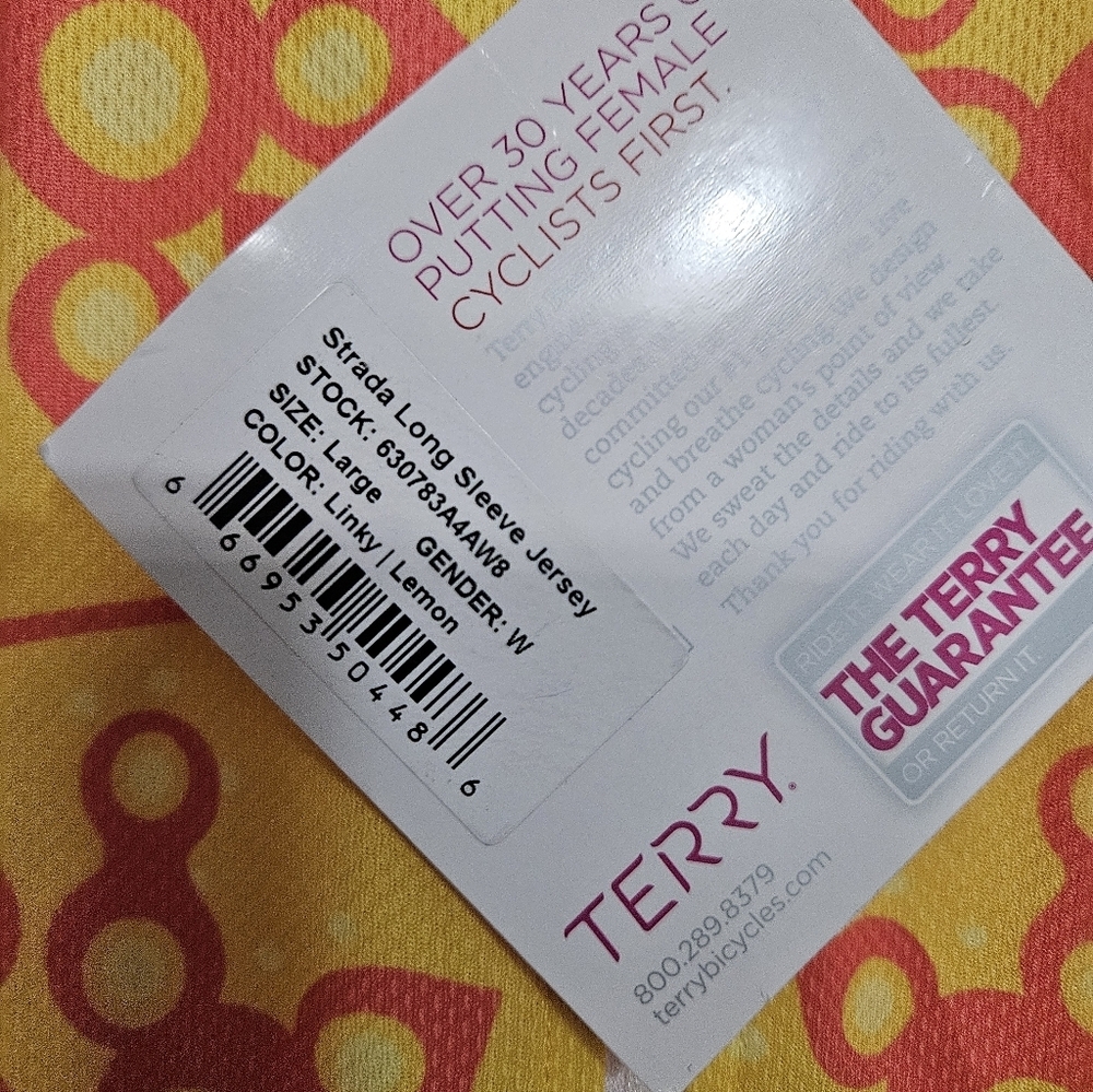NWT Terry Women's Strada Long Sleeve Jersey (Linky/Lemon) - Picture 5 of 9